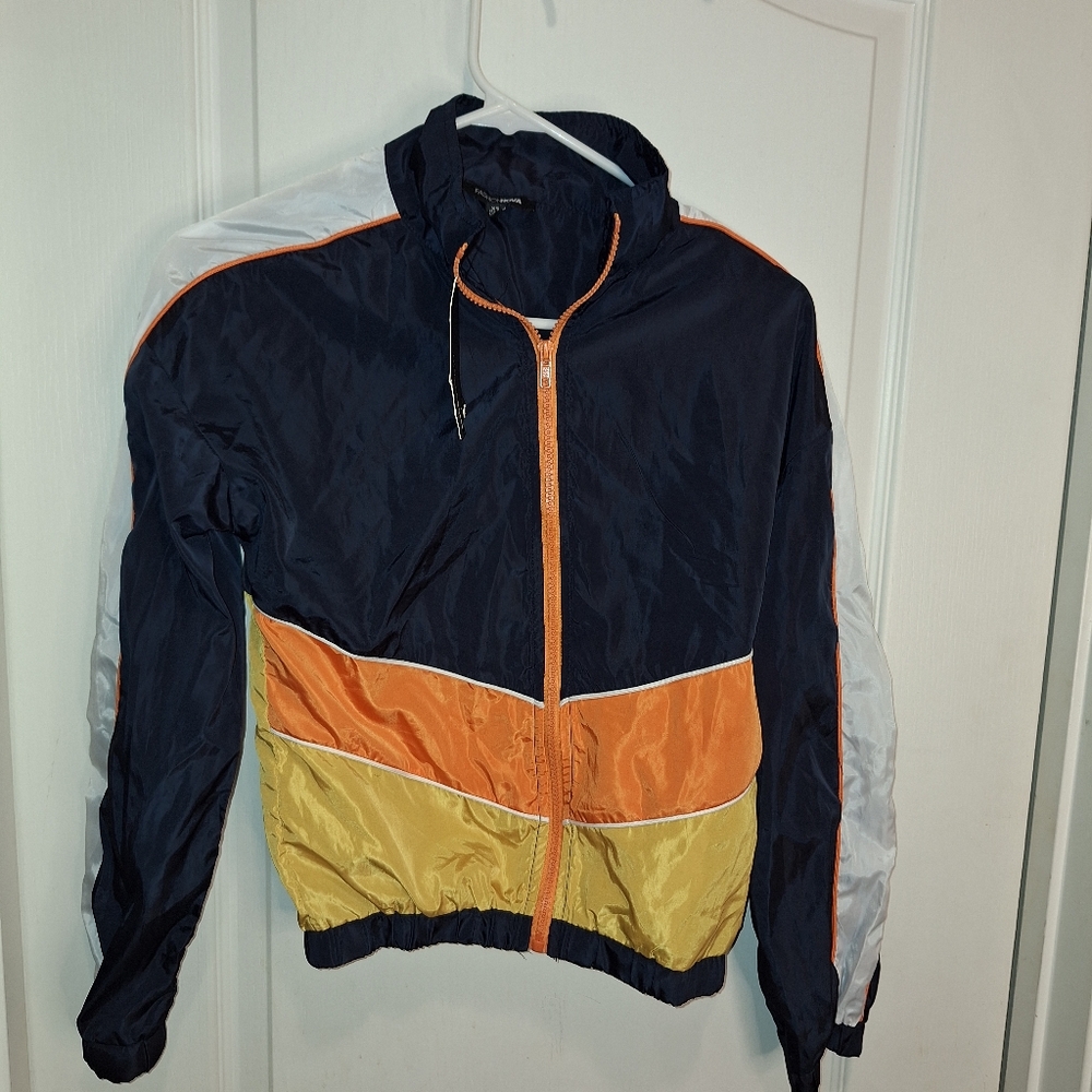 NWT / Fashion nova / fitness jacket/ xs / blue yellow and orange/ Unisex